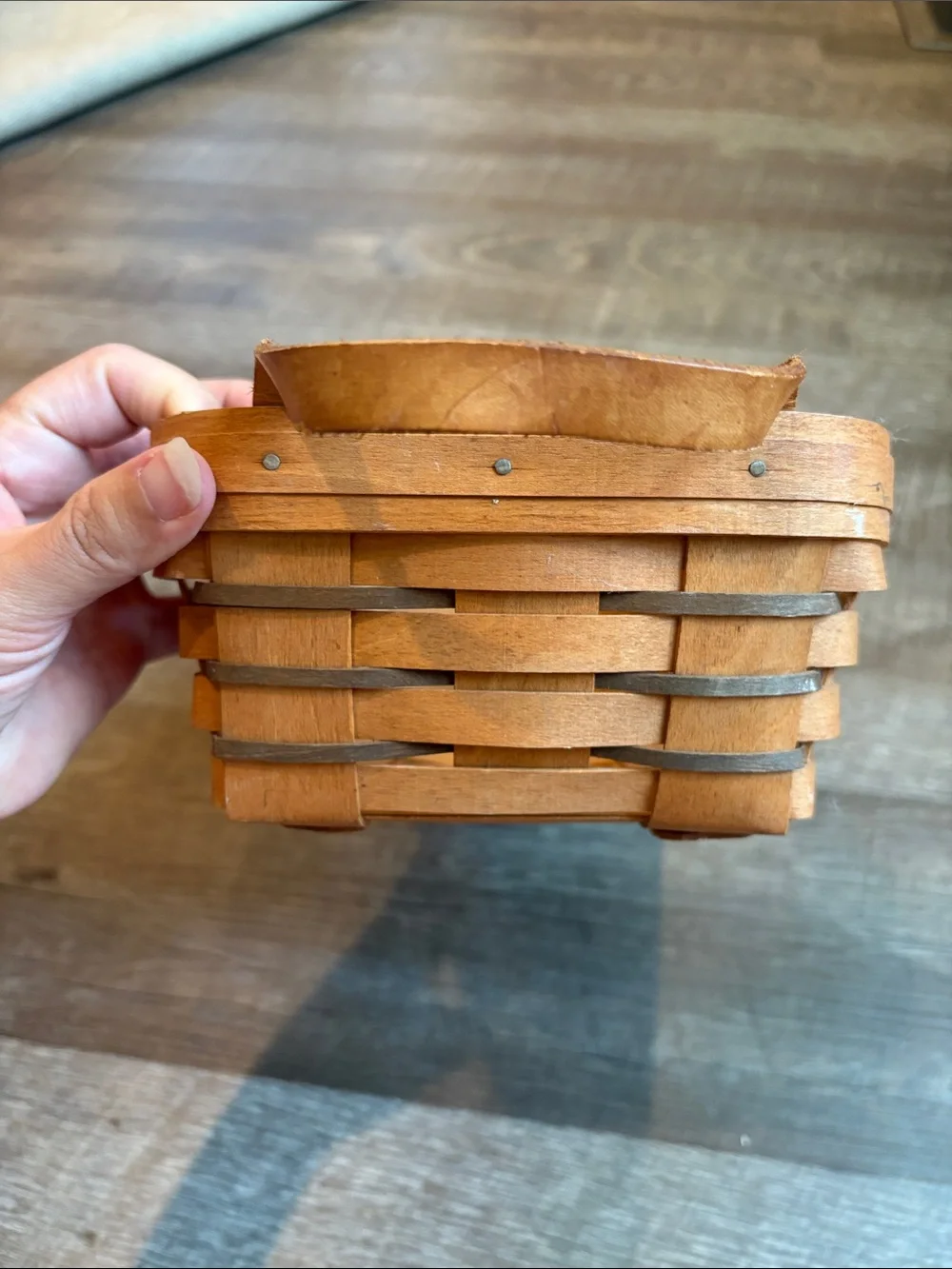 Longaberger Bread Basket Brown 14” Rectangular Basket with Handles 1991